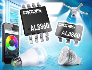 磁滯模式DC-DC降壓轉換器AL8860利用整合式MOSFET，為低電壓工業和汽車LED照明應用提供低BOM成本解決方案..