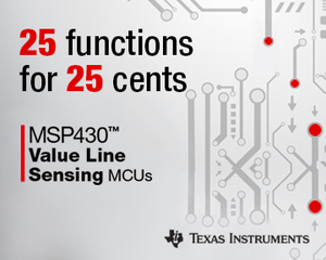 TI推出全新MSP430微控制器，以$0.25美金的實惠價格提供多達25項超值功能。