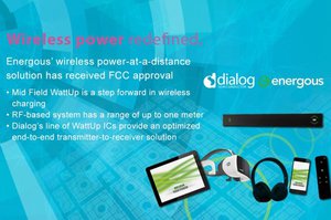 Energous远距无线充电技术通过FCC认证 ，加速Dialog布建完整系统晶片组方案蓝图。