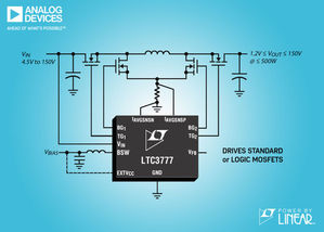 内建切换式电源自我供电的高效率同步4-Switch升-降压型控制器 LTC3777。