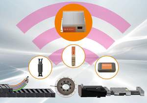 isense 產品系列包括配備感測器和監控單元（可持續監控其狀態）的拖鏈、電纜、直線導向軸承和轉盤軸承。（來源：igus GmbH）