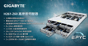 技嘉推出新款搭載AMD EPYC處理器的高密度伺服器