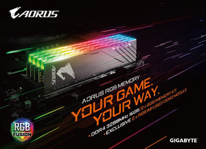 技嘉AORUS RGB XMP 3200記憶體正式出貨，實體記憶體搭贈燈光模組設計 提昇記憶體燈光亮好亮滿 流暢度大幅提昇。