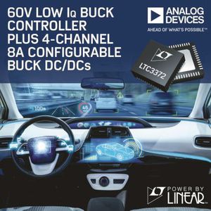 ADI 60V低IQ降压型控制器和4通道8A可配置降压型DC/DC