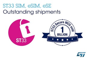 意法半導體ST33安全晶片銷售逾10億片捍衛連網世界的安全