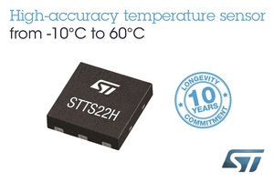 意法半导体推出0.25。C精度温度感测器 STTS22H，让行动监测装置的节能方式更有弹性