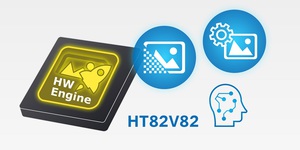 HT82V82为双250MHz DSP核心，各内建32KB/32KB I/D Cache及FPU提高执行效能，并内建双L1(16KB/32KB I/D RAM)及L2(256KB)记忆体，加强晶片整体效能。