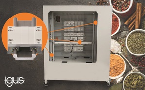 drylin W直線滑軌裝置可確保在香料自動販賣機中進行免上油調節。（source：igus GmbH）