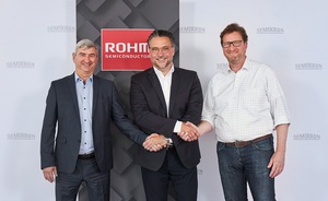 合作仪式留影，SEMIKRON CEO兼CTO Karl-Heinz Gaubatz先生（左），ROHM德国公司社长 Wolfram Harnack（中），SEMIKRON CSO Peter Sontheimer先生（右）