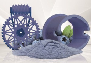 新型 iglidur i6-BLUE 雷射烧结粉末符合 FDA 和欧盟法规 10/2011 要求，具有极强的耐磨性、免上油和食品安全性。（source：igus GmbH）