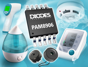 Diodes推出自激式壓電發聲器驅動器PAM8906可延長運行時間，並在整個電池壽命期間維持高 SPL輸出