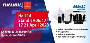 盛?電業參加2023 德國漢諾威工業展，展示盛達工業行動通訊路由器於工業通訊解決方案與5G應用。