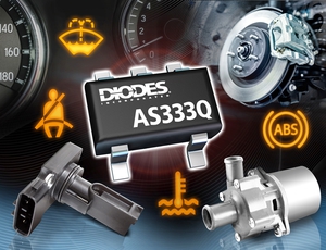 Diodes推出符合汽車規格、高精密度的單通道運算放大器AS333Q，具有穩定輸入失調電壓功能。
