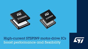 意法半导体推出两款大电流马达驱动晶片高扩充性产品4.5A STSPIN948和5.0A STSPIN958，提供弹性的功率级配置，驱动模式可调，以及动态回应快速效能，适用於各种工业应用。