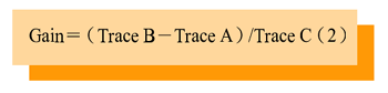 《公式三:Gain＝（Trace B－Trace A）/Trace C（2）》