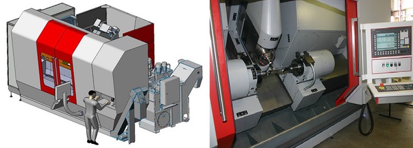 圖五 : 結合積層製造與CNC的混合機種HSTM 1000整合雷射披覆、切削及探測在同一台工具機內，簡化了供應鏈並有效的提高生產效率。