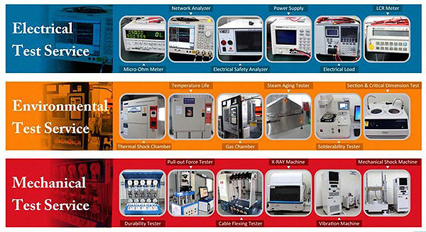 Figure VI: The list of cable and connector test instrumentation.