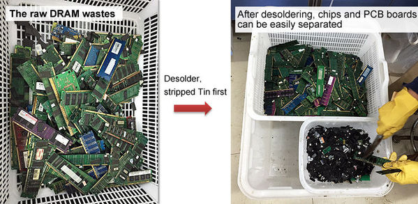 Figure 4 :  Uwin Nanotech can strip off tin from DRAM and then separate materials for semiconductors and substrates.