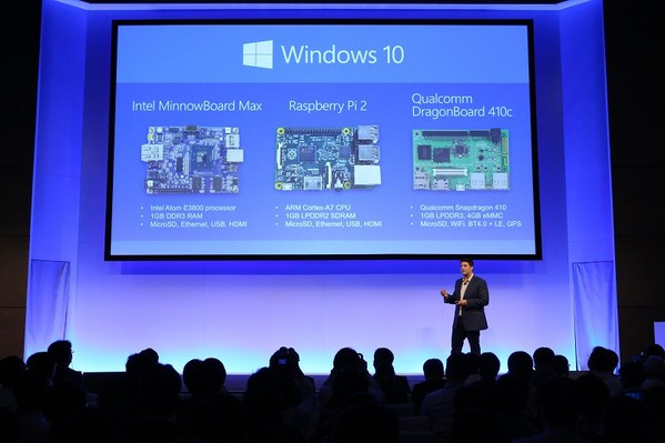 圖三 : 微軟宣布Windows 10廣泛支援開放硬體架構，Raspberry Pi正好是其中之一，這也表示了微軟對於開放硬體有極高的企圖心。（Source：微軟）