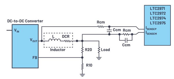 图7 : 使用简化低通滤波器的 DCR电感感测
