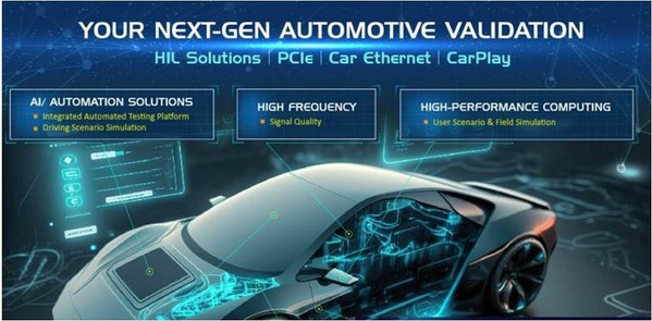 图三 : 下一代电动车验证重点，包括HIL解决方案、PCIe、Car Ethernet、CarPlay等项目。