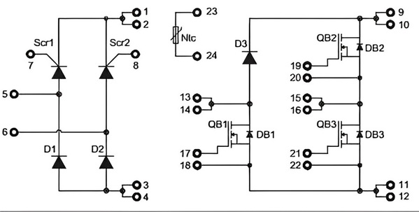 圖三 : 威世VS-ENM040M60P電源模組中的整合元件（source：威世）
