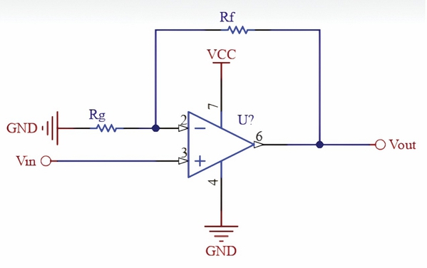 圖一 : 同相放大器電路範例