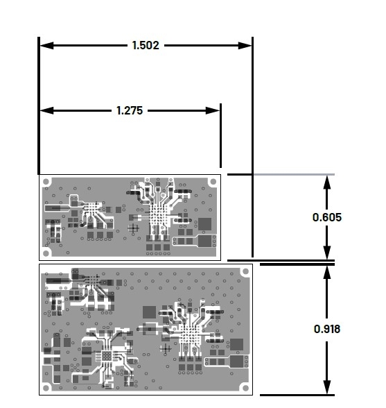 圖十一 : 使用SIMO PMIC作為電源解決方案的佈局示例。（上）單極性電源；（下）雙極性電源。