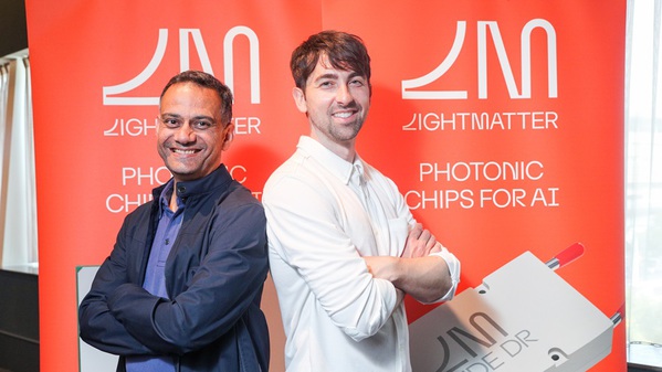 圖一 :   （左）Lightmatter Engineering & Operations資深副總裁Ritesh Jain 、（右）Lightmatter創辦人暨執行長Nick Harris