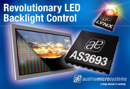 奥地利微电子发表专为以LED为基础的LCD背光应用而设计的AS3693和AS3694