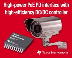 德州仪器高功率 PoE 控制器效率达 90%以上，整合型 PoE Plus 控制器满足用电装置应用新标准。