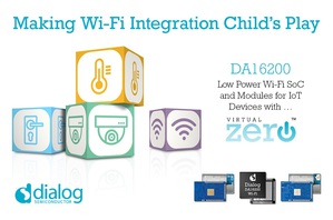 戴樂格半導體(Dialog Semiconductor)推出高度整合的超低功耗Wi-Fi連網SoC「DA16200」，以及兩個運用Dialog VirtualZero技術為Wi-Fi連網