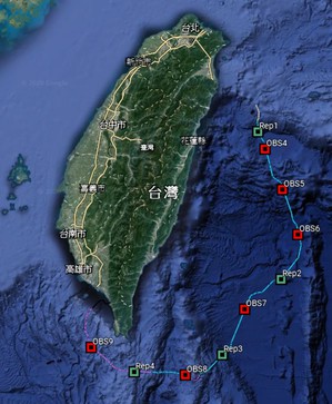 中央气象局台湾东部海域地震与海啸海缆观测系统第三期海底缆线布建范围。