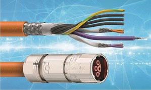 igus为SEW MOVILINK DDI介面开发的新型混合chainflex耐弯曲电缆，在拖链中可节省空间及确保可靠的能量和数据传输。 （source：igus GmbH）