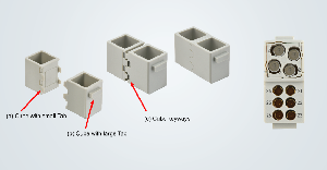 Han-Modular多米诺模组（a）带有小凸片的方块；（b）带有大凸片的方块；（c）方块锁槽
