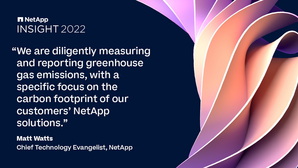 NetApp CTE Matt Watts說：我們正在努力測量和報告溫室氣體排放量，並關注客戶使用NetApp方案的碳足跡。