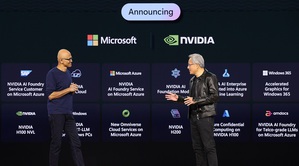 NVIDIA 执行长黄仁勋(右)与微软执行长Satya Nadella(左)